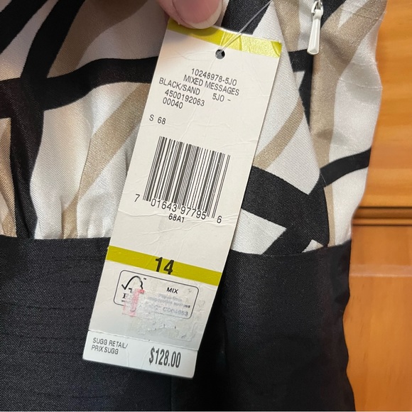 Jones New York Halter A-line Dress Size 8 Womans White/Black/Tan Sleeveless NWT - Picture 4 of 9